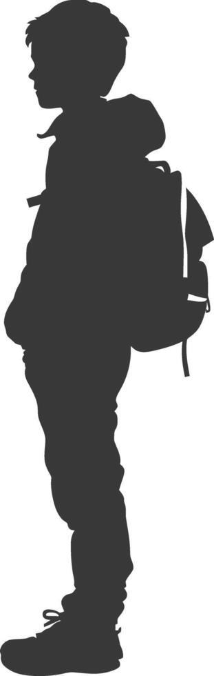 Silhouette back to school boy student black color only vector