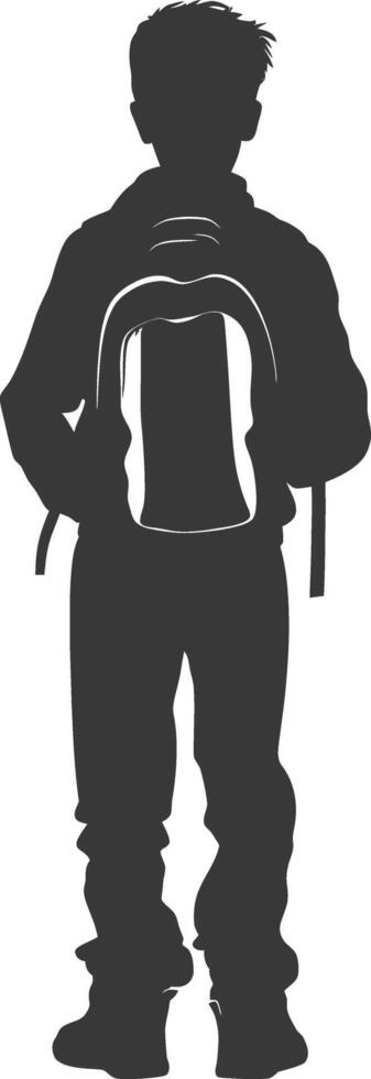 Silhouette back to school boy student black color only vector