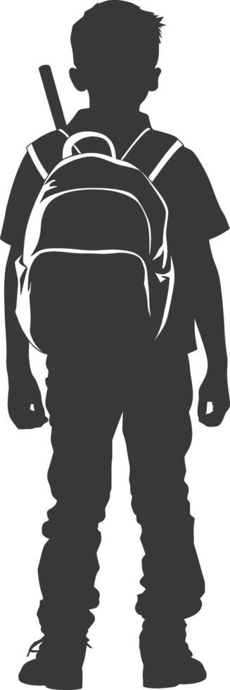 silueta espalda a colegio chico estudiante negro color solamente vector