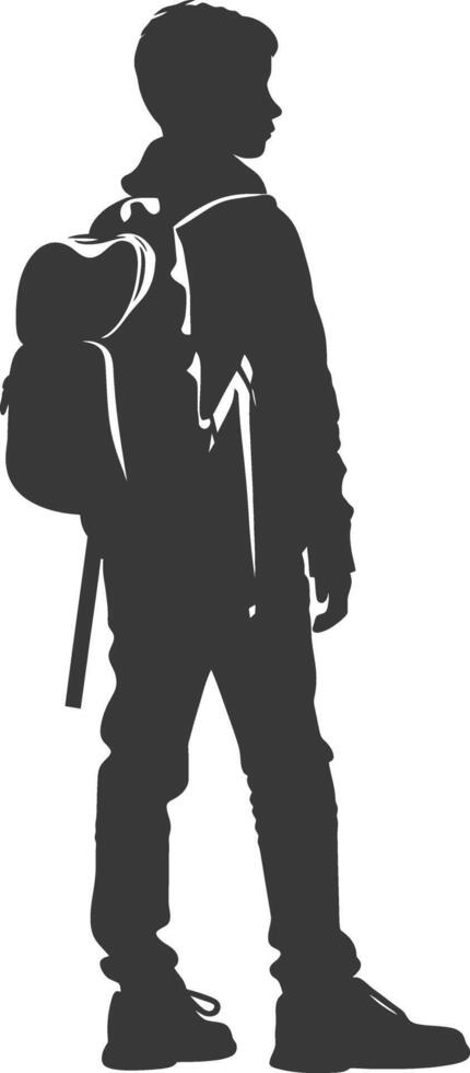 Silhouette back to school boy student black color only vector