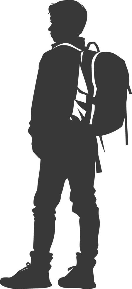 Silhouette back to school boy student black color only vector