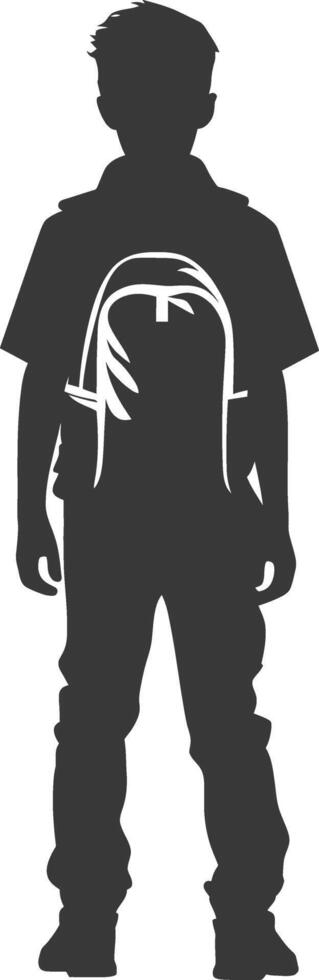 Silhouette back to school boy student black color only vector