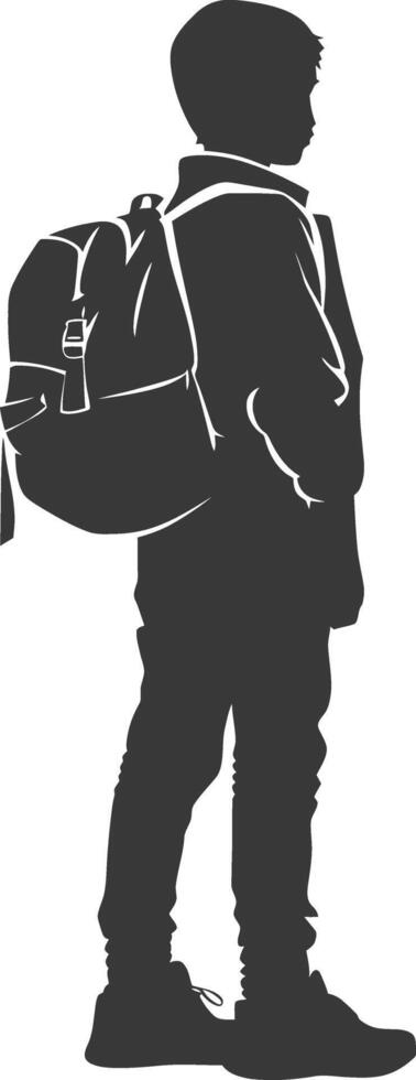 Silhouette back to school boy student black color only vector