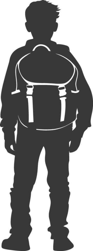 Silhouette back to school boy student black color only vector