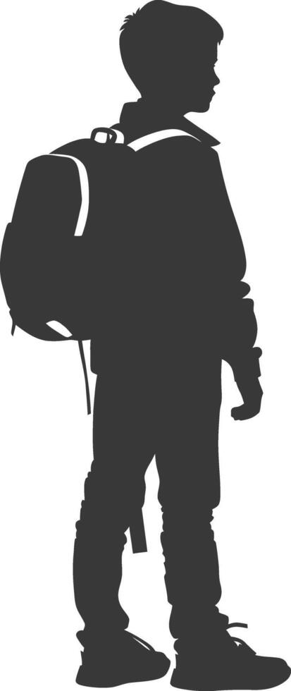 Silhouette back to school boy student black color only vector