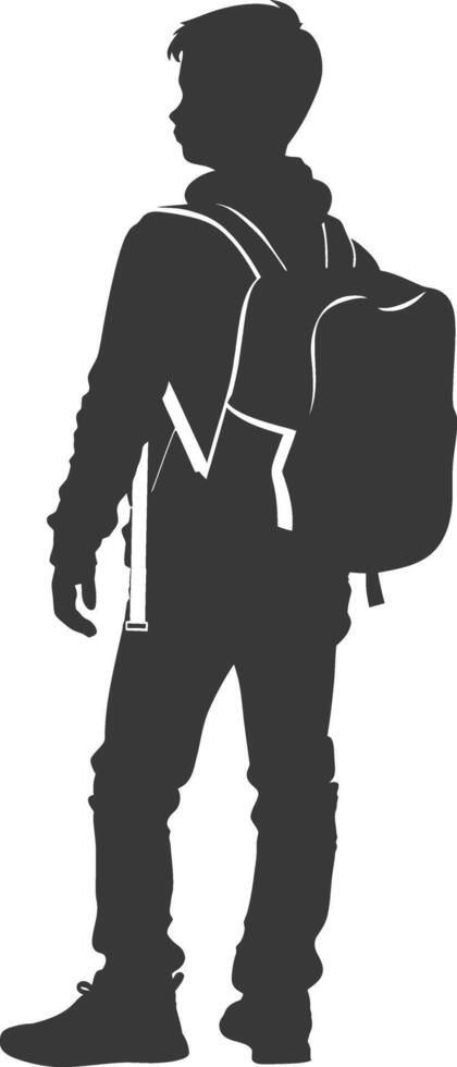 Silhouette back to school boy student black color only vector