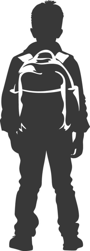 Silhouette back to school boy student black color only vector