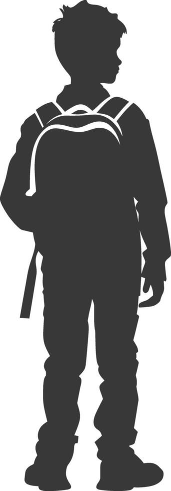 Silhouette back to school boy student black color only vector