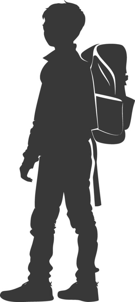 Silhouette back to school boy student black color only vector
