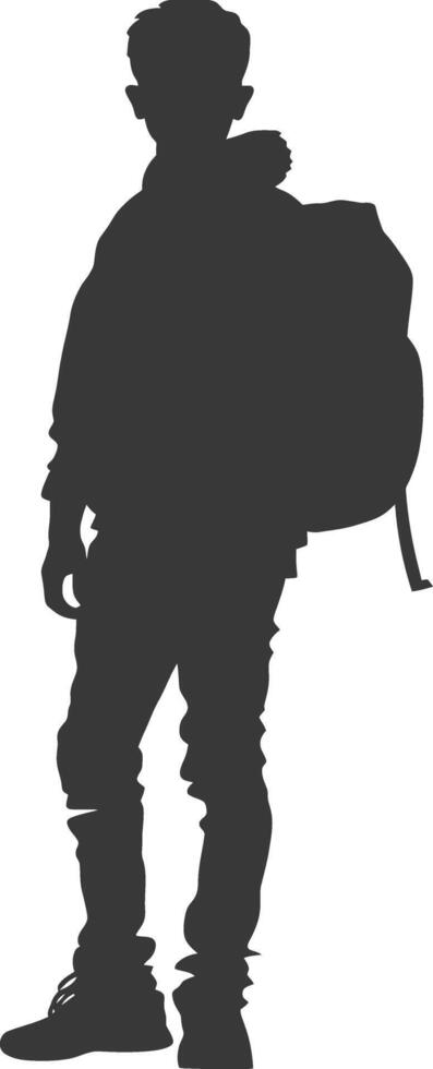 Silhouette back to school boy student black color only vector