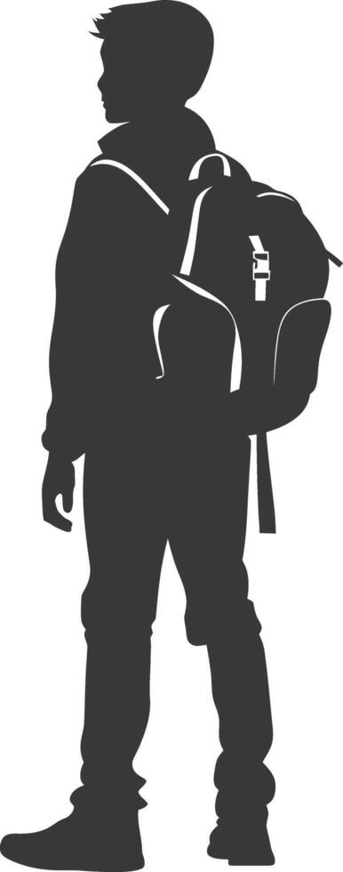 Silhouette back to school boy student black color only vector