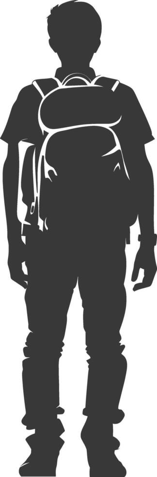 Silhouette back to school boy student black color only vector