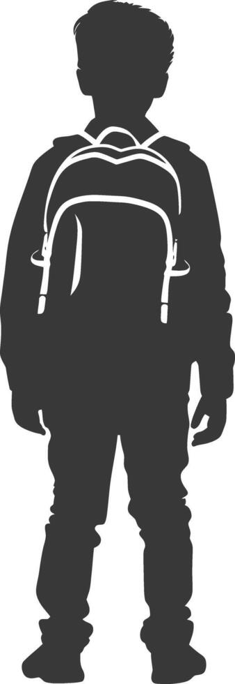 Silhouette back to school boy student black color only vector