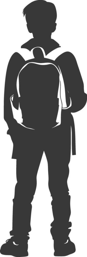 Silhouette back to school boy student black color only vector