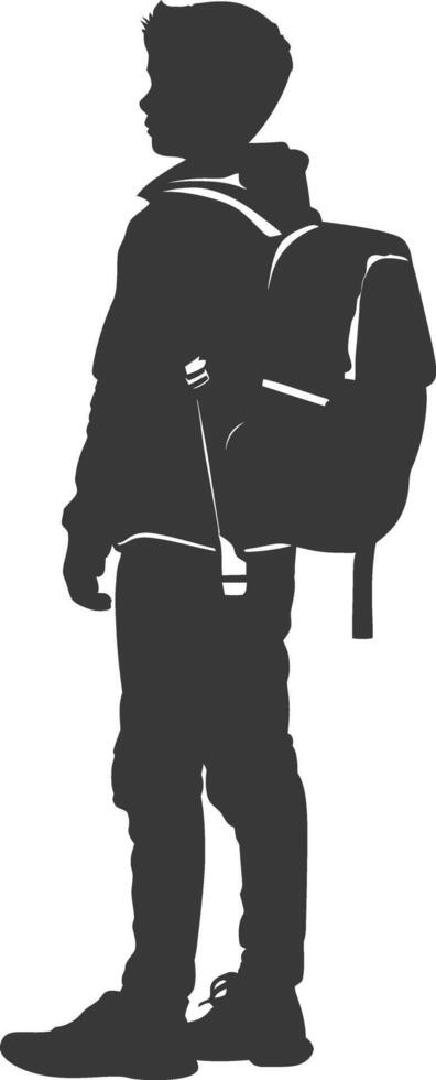Silhouette back to school boy student black color only vector