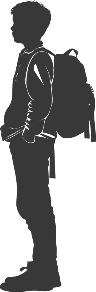 Silhouette back to school boy student black color only vector