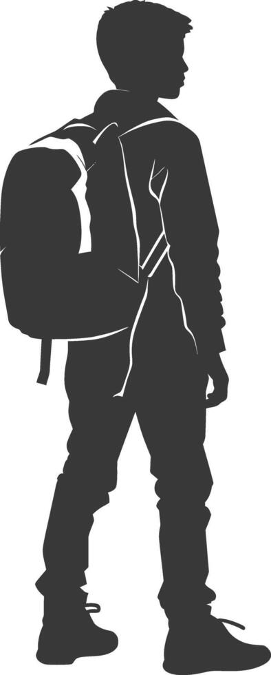 Silhouette back to school boy student black color only vector