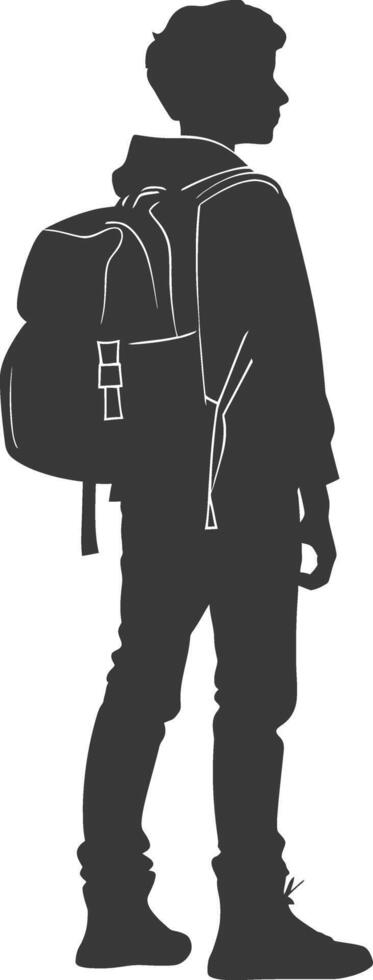 Silhouette back to school boy student black color only vector