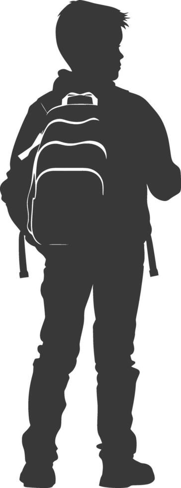 Silhouette back to school boy student black color only vector