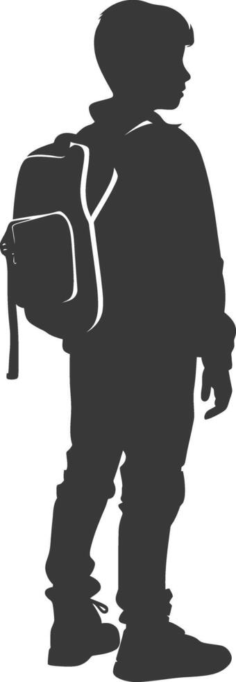 Silhouette back to school boy student black color only vector