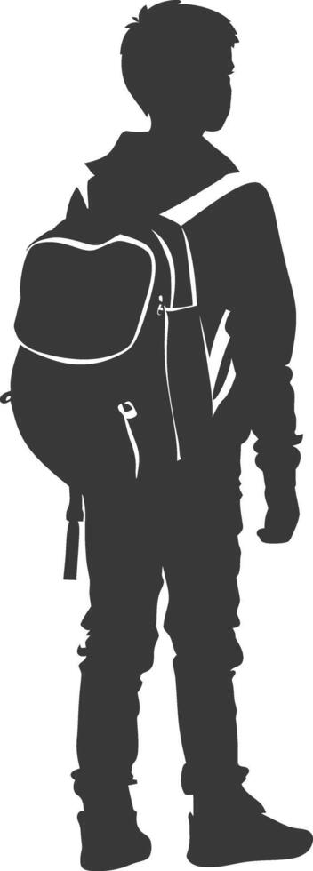 Silhouette back to school boy student black color only vector