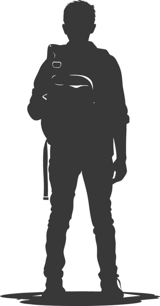 Silhouette back to school boy student black color only vector
