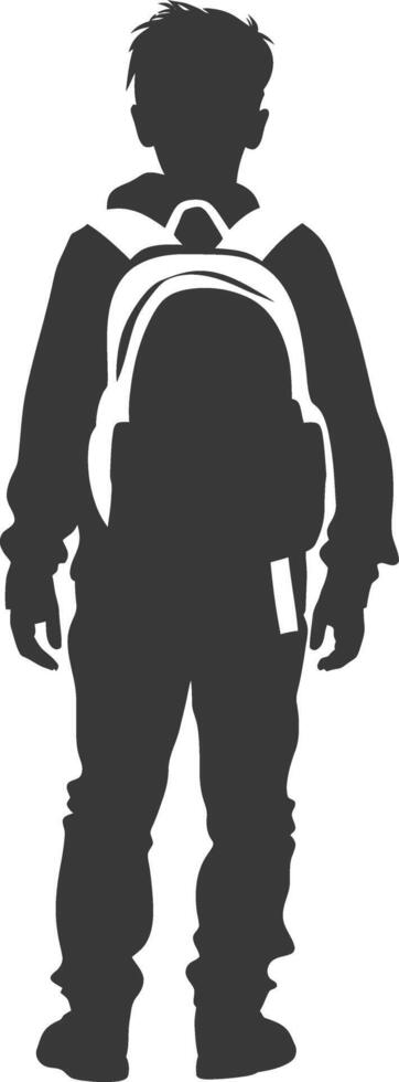 Silhouette back to school boy student black color only vector
