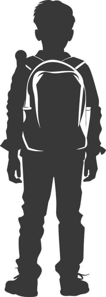 Silhouette back to school boy student black color only vector