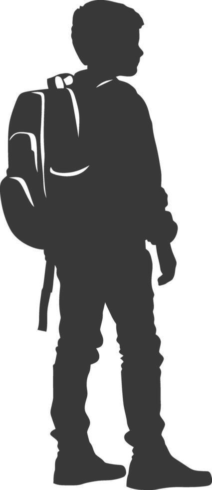 Silhouette back to school boy student black color only vector