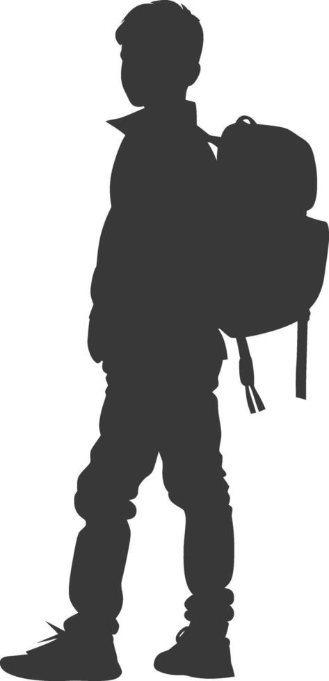 Silhouette back to school boy student black color only vector