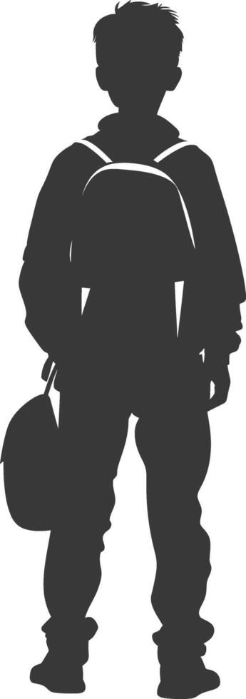 Silhouette back to school boy student black color only vector