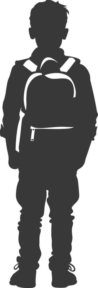 Silhouette back to school boy student black color only vector