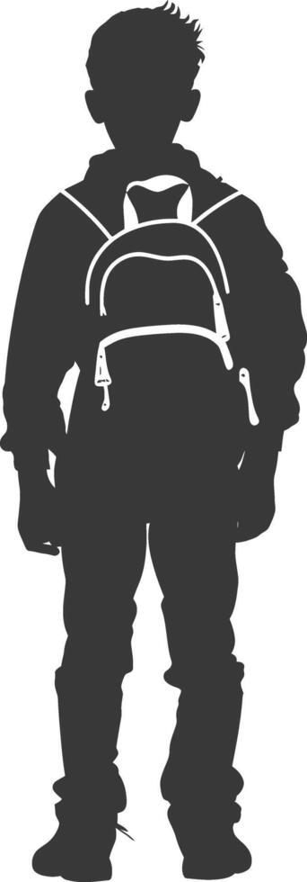 Silhouette back to school boy student black color only vector