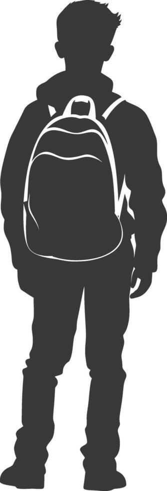 Silhouette back to school boy student black color only vector