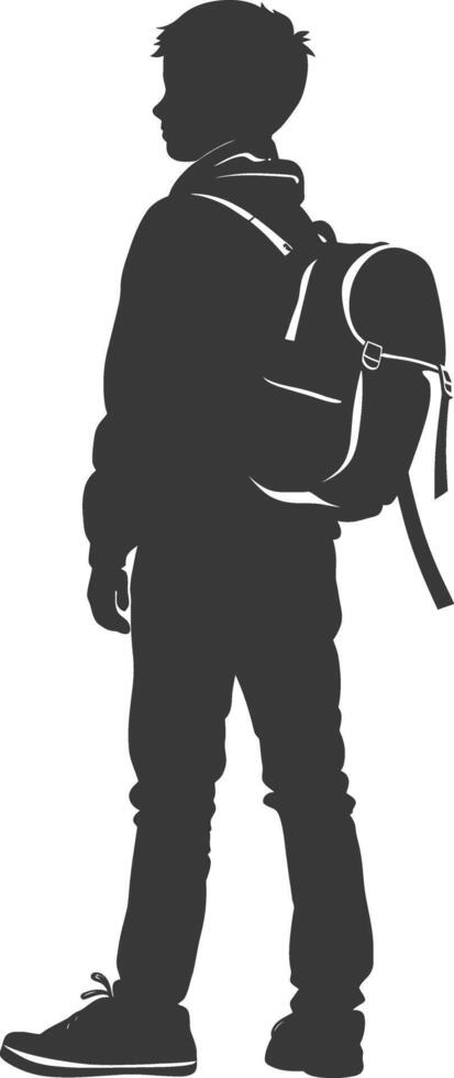 Silhouette back to school boy student black color only vector