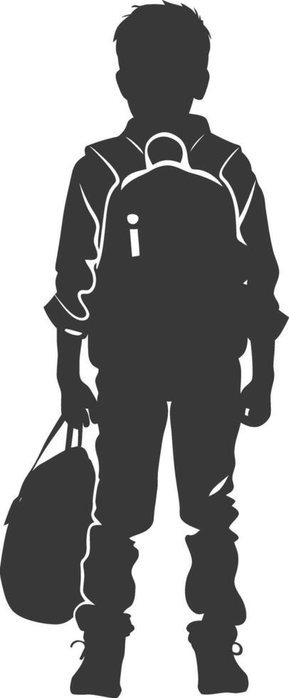 Silhouette back to school boy student black color only vector