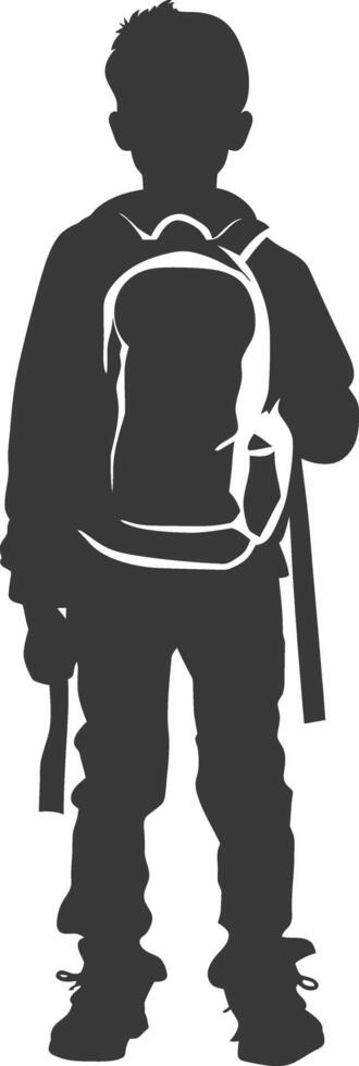 Silhouette back to school boy student black color only vector