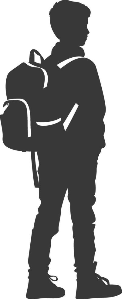 Silhouette back to school boy student black color only vector