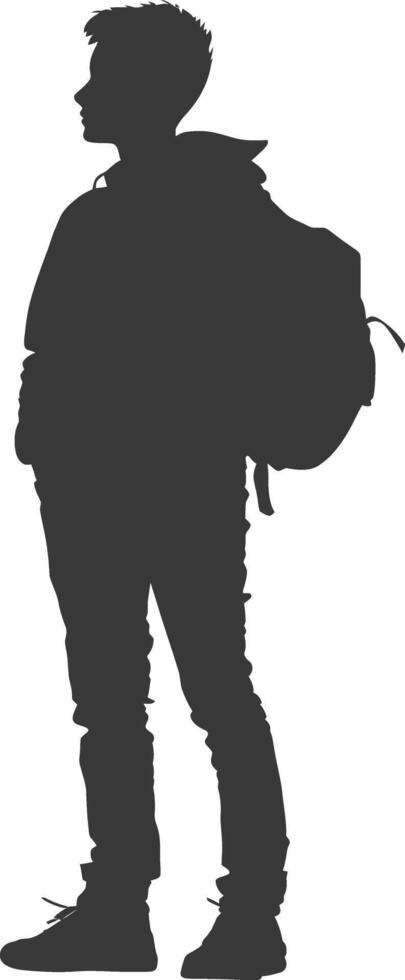 Silhouette back to school boy student black color only vector