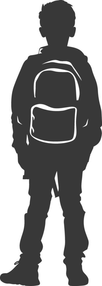 Silhouette back to school boy student black color only vector