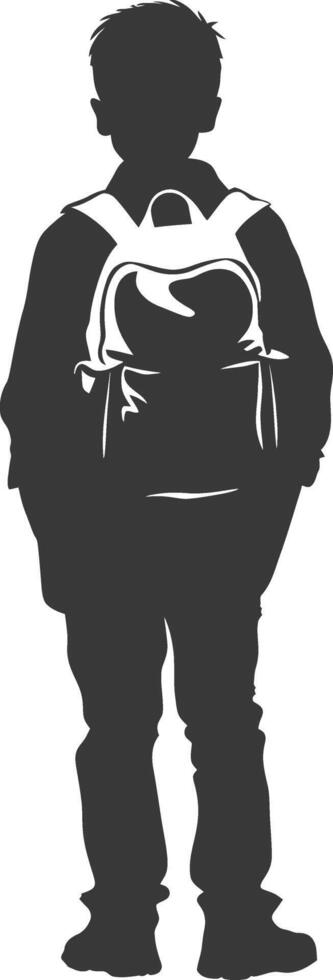 Silhouette back to school boy student black color only vector