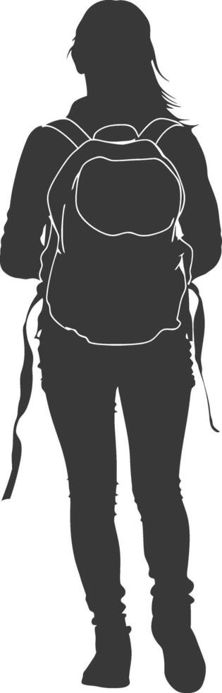 Silhouette back to school girl student black color only vector