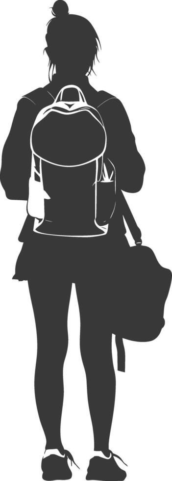 Silhouette back to school girl student black color only vector