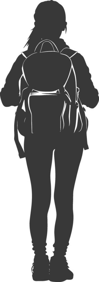 Silhouette back to school girl student black color only vector