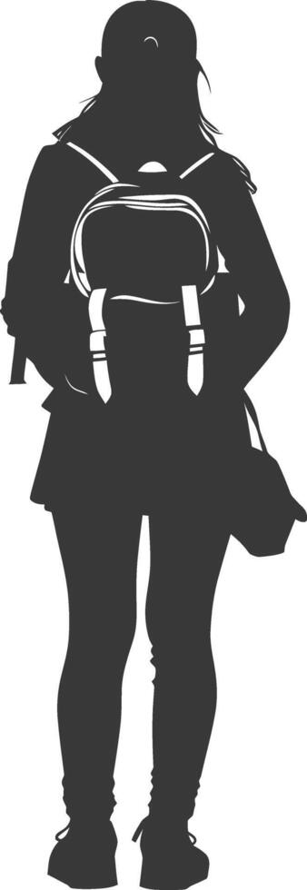 Silhouette back to school girl student black color only vector