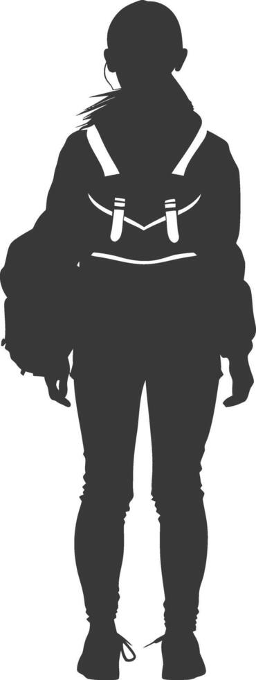 Silhouette back to school girl student black color only vector