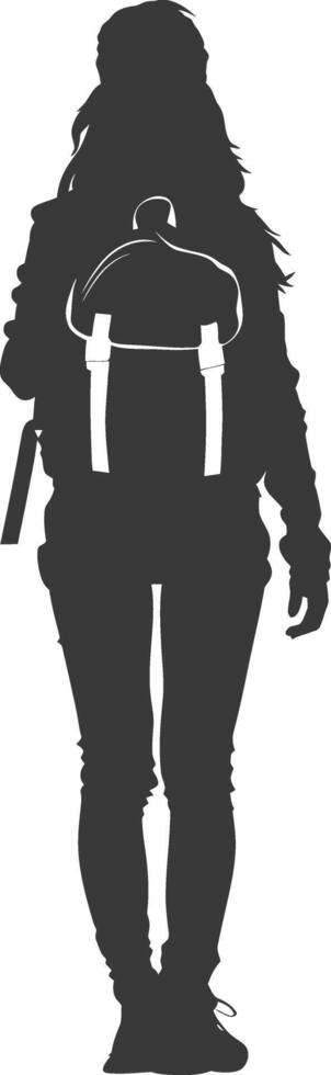 Silhouette back to school girl student black color only vector