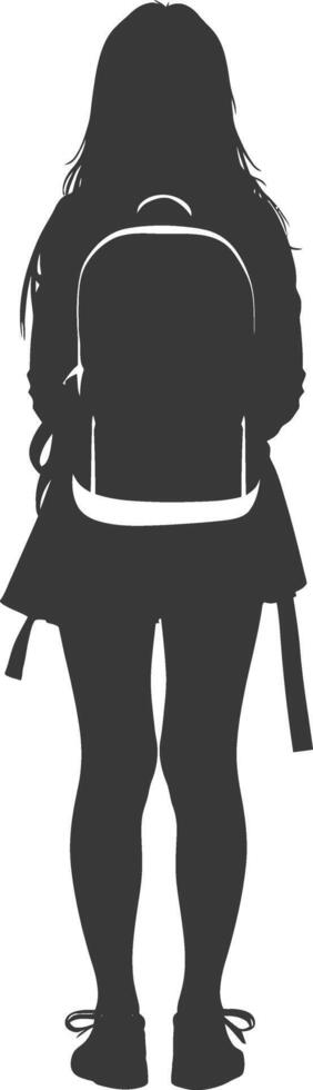 Silhouette back to school girl student black color only vector