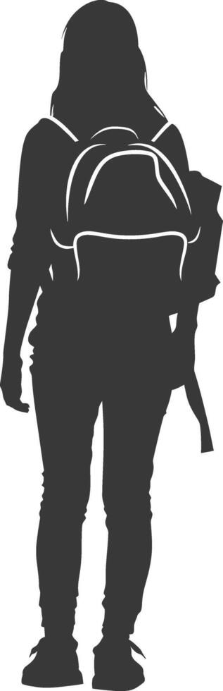 Silhouette back to school girl student black color only vector