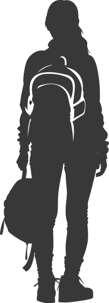 Silhouette back to school girl student black color only vector